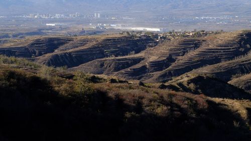 High angle view of land