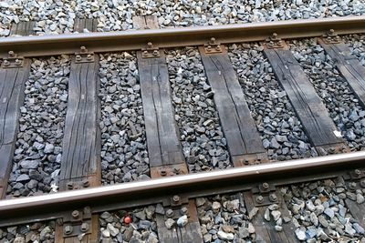 High angle view of railroad track