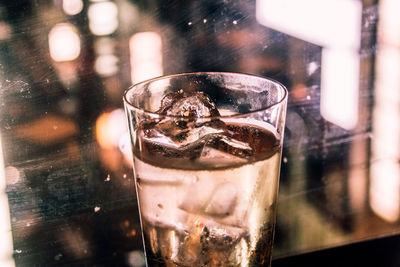 Close-up of beer in glass