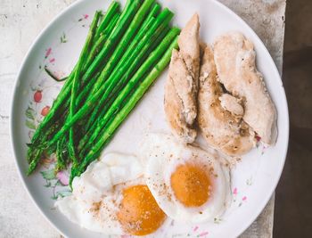 High angle view of meal served in plate