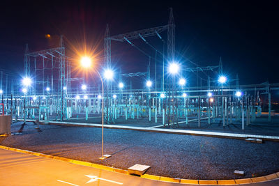 Electric substation in asuncion, paraguay at night.