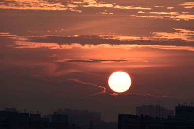 Scenic view of silhouette landscape against romantic sky at sunset
