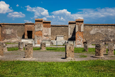 Ruins of the macellum in the ancient city of pompeii in a beautiful early spring day