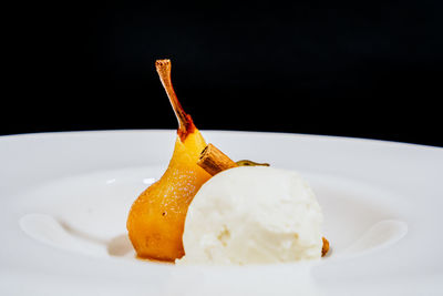 Close-up of ice cream on plate