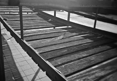 Empty wooden railing