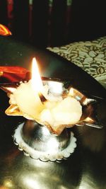 Close-up of burning candle