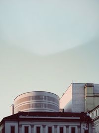 Low angle view of modern building against clear sky