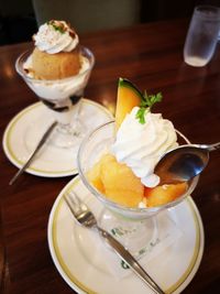 Close-up of dessert on table