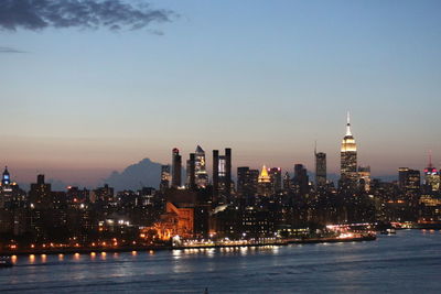 Manhattan skyline at sunset