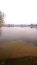 Scenic view of lake against clear sky