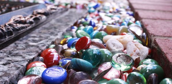 Close-up of multi colored marbles