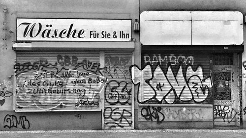 Close-up of graffiti on wall