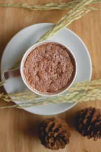 High angle view of coffee on table