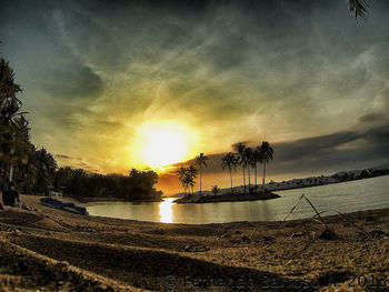 Scenic view of sea at sunset