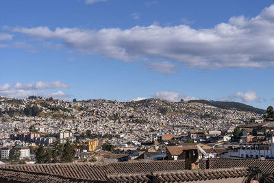 High angle view of townscape against sky