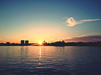 Scenic view of sea at sunset