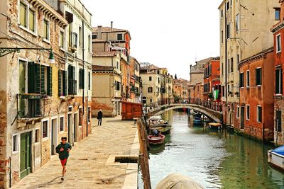 View of canal in city