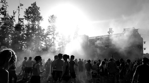 Panoramic view of people at music concert