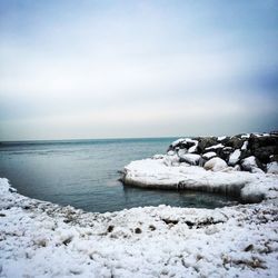 Scenic view of frozen sea against sky