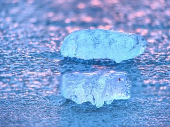 Close-up of ice cream on rock