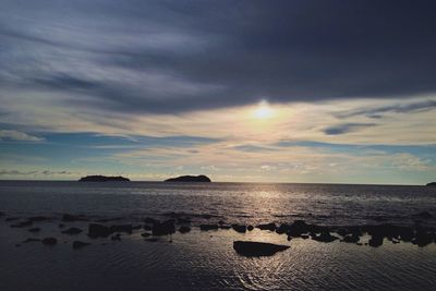 Scenic view of sea at sunset