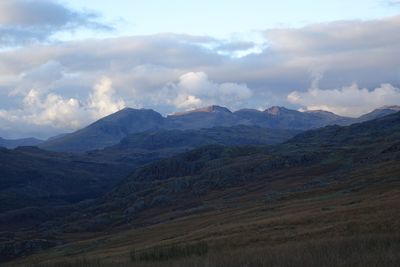 Scenic view of mountains against sky