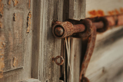 Close-up of rusty door handle