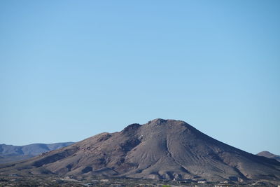 Scenic view of mountains against clear blue sky