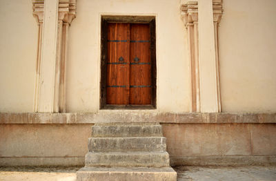 Closed door of old building