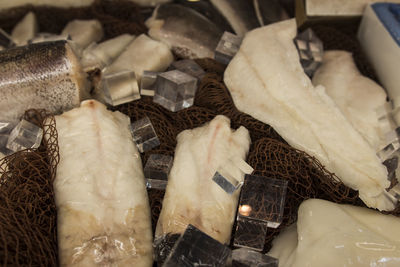 High angle view of food for sale at market stall