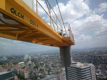 Low angle view of suspension bridge