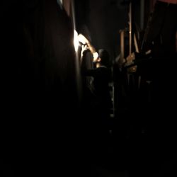 Close-up of fire in the dark