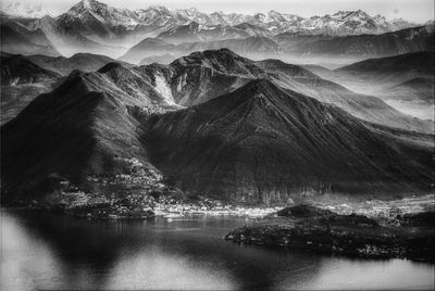 Scenic view of lake and mountains