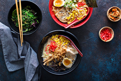 High angle view of food on table