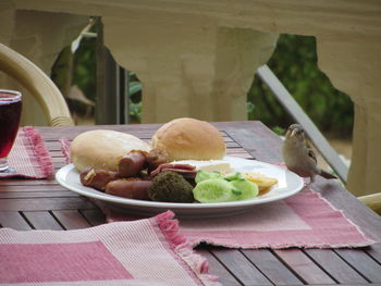 Close-up of food in plate on table