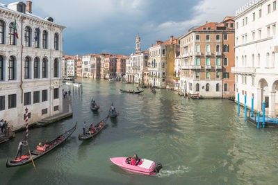 View of boats in canal