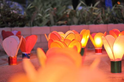 Close-up of illuminated candles