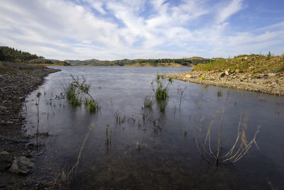 Scenic view of lake against sky