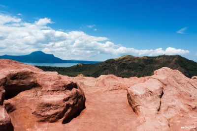 Scenic view of mountains against sky