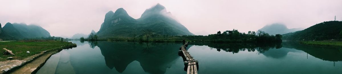 Scenic view of lake against sky