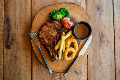 High angle view of food on table