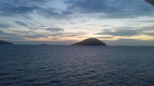 Scenic view of sea against dramatic sky