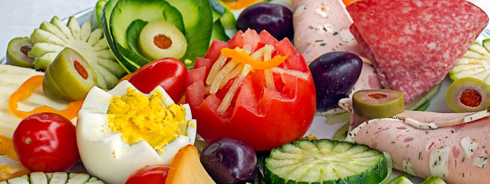 Breakfast on plate, close up