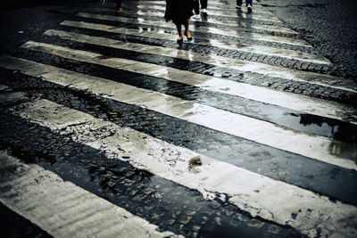 Low section of people walking on steps