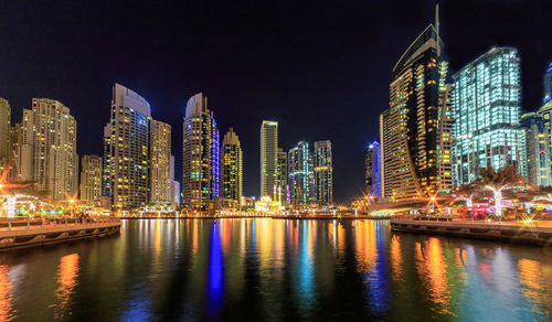 Illuminated city at night