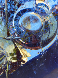 High angle view of a glass of water