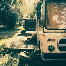 Abandoned car on the road