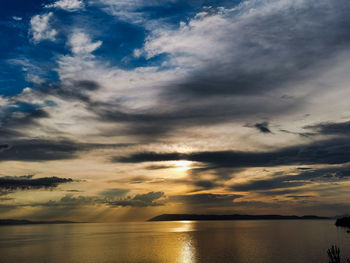 Scenic view of sea against dramatic sky