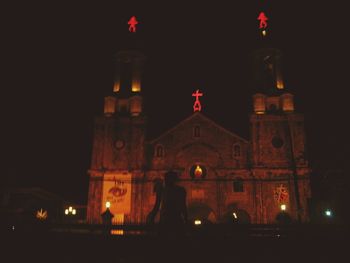 Low angle view of illuminated building