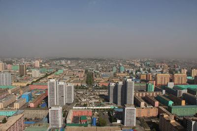 Cityscape against clear sky